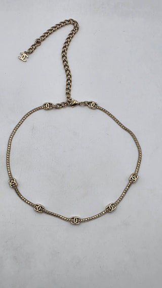 Chanel 2025 Interlocking CC Station Gold-tone Choker Necklace