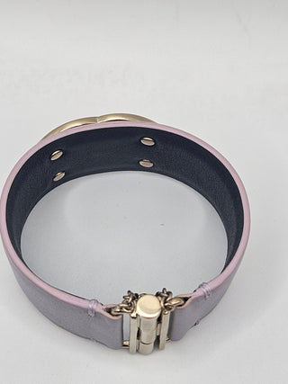 Chanel Iridescent Purple Leather Interlocking CC Logo Wide Cuff