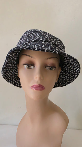 Chanel Black white Interlocking CC Nylon Bucket Hat S sz
