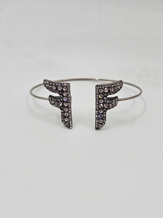 Fendi Silver-tone Crystal F is Fendi Logo Cuff Bracelet