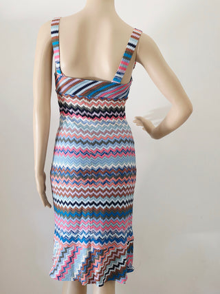 Missoni Blue Multicolor Stripe Printed Knee-Length Dress XS sz