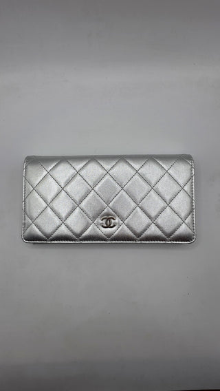 Chanel Silver-tone Interlocking CC Yen Wallet Bifold Wallet