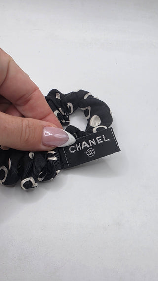 Chanel 2022 Polka Dot CC Hair Scrunchie