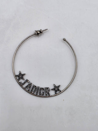Christian Dior Silver-tone J'Adior Crystal Hoop Earrings