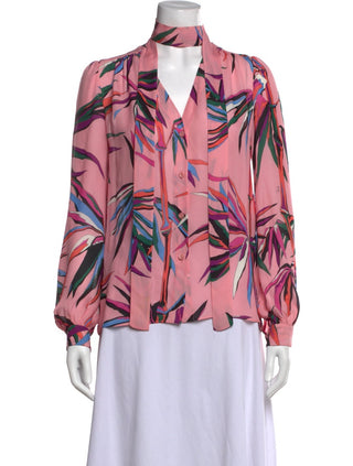 Emilio Pucci Pink multicolor Floral Printed Silk Blouse S sz