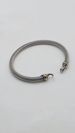 David Yurman 3 mm 18 k Gold Sterling Silver Buckle Classic Cable Bracelet