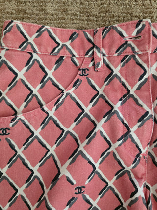 Chanel Pink Multicolor Interlocking CC Print 2018 Mini Shorts US6 FR38 sz