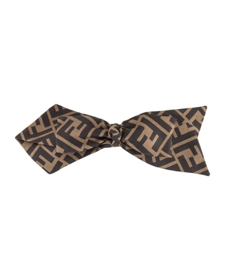 Fendi Brown Zucca Logo Printed Bow Hair Clip