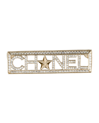 Chanel 2017 Gold-tone Strass Logo Star Brooch