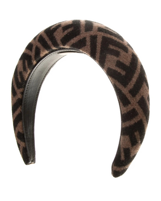 Fendi Brown FF Zucca Logo Pattern Print Headband